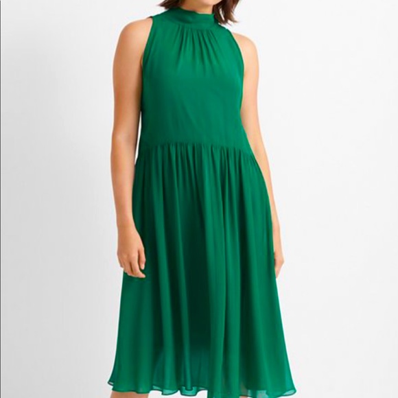 CLUB MONACO GREEN DRESS SLEEVELESS Vibrant jewel tone in 100% silk SZ: 14 - Picture 3 of 7